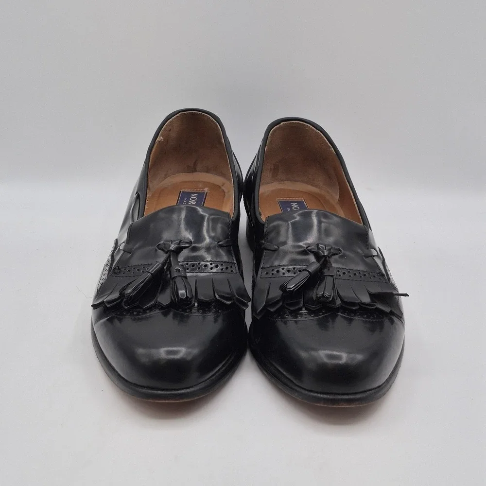 Nordstrom Shoes Mens Size 9.5 Black Leather Tassel Loafers‎ Dress Wingtip Italy